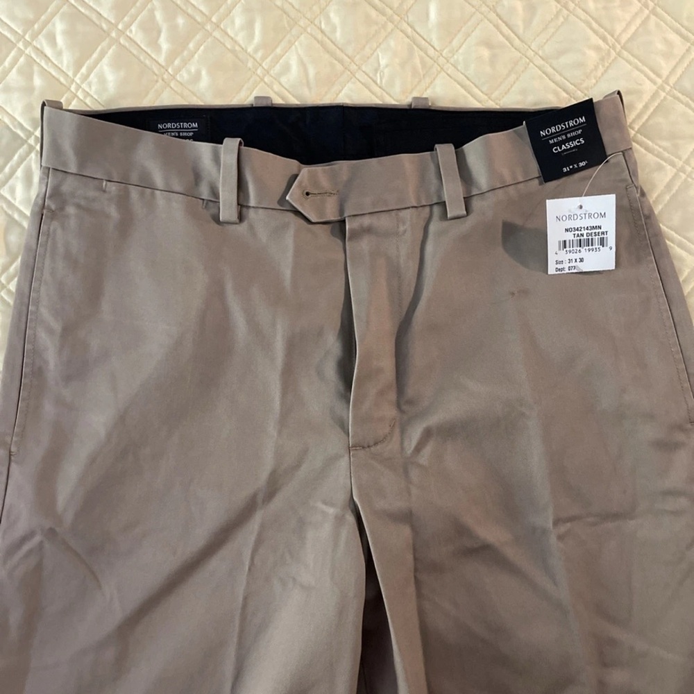 NEW Nordstrom Men’s Shop Classics Pants Slacks 31w X 30L Tan Desert 100% Cotton
